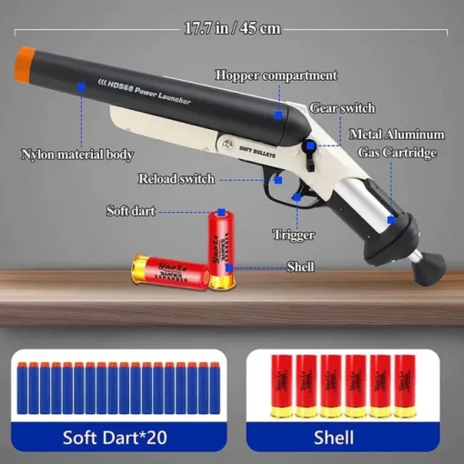 HDS68 Sawed Off Double Barrel Shotgun Foam Dart Blaster (US Stock)